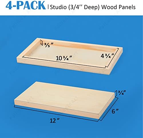 Falling in Art 4 Pack 6x12’’ Unfinished Birch Wood Panels Kit for Painting
