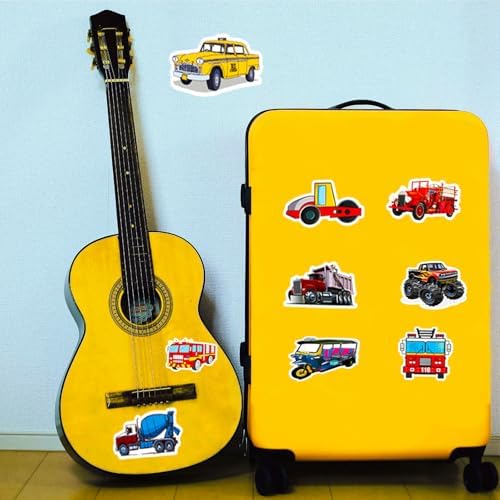 DothRayan Car Stickers for Water Bottles, 100 Pcs Transportation Vehicle Truck Stickers for Kids Boys, Vinyl Waterproof Truck Sticker for Teaching Aids for School and Home, Rewards and Gifts