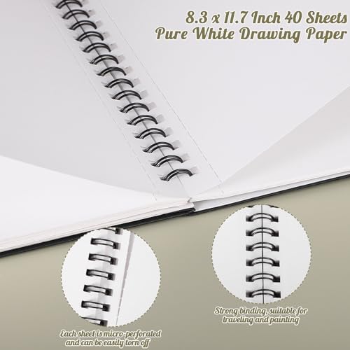 A4 Marker Paper Pad 40 Sheets, 8.3×11.7 Inch Bleedproof Art Sketch Pad, 73lb/120gsm Drawing Paper Spiral Sketch Book, Painting Coloring Alcohol Marker Paper for Beginners, Artists, Gift