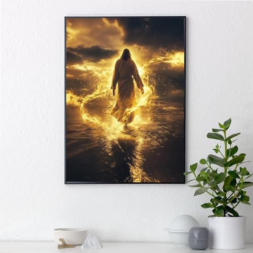 Yezavesu Jesus Diamond Art Kits for Adults Beginners 12x16 Inch | Jesus Diamond Painting Kit, DIY 5D Full Round Drill Gem Art, Stress Relief Craft Kits, Home Wall Decor Gift
