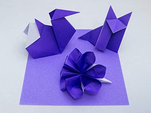 [Taro's Origami Studio] Standard 6 Inch One Sided Single Color (Purple) 50 Sheets (All Same Color) Square Easy Fold Premium Japanese Paper for Beginner (Made in Japan)