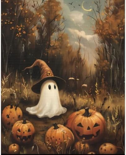 Spooky Paint by Numbers for Adults, Halloween Paint by Number on Canvas