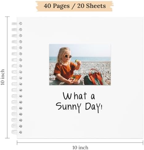 Scrapbook Photo Album 10"x10" 20 Sheets 40 Pages Hardcover Kraft Paper