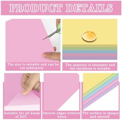 Whaline 50 Sheets 8.5 x 11 Inch Pastel Card Stock Paper 5 Solid Colors Assorted Core Scrapbook Craft Paper for Print DIY Card Making School Office Home Supplies, 65lb