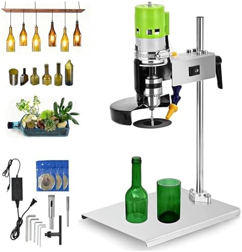 Bottle Cutter, Electric Glass Bottle Cutting Machine with 3 Pcs Emery Abrasive Blade, Wine Bottle Cutting Tool Kit for DIY Projects Round/Square/Irregular Glass or Ceramic Bottles