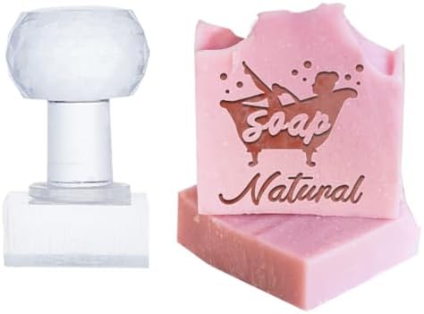 PH PandaHall Bathtub Soap Stamp, Character Soap Embossed Stamp Text Acrylic Square Handle Soap Stamp for Handmade Soap Cookie Clay Pottery Stamp Biscuits Gummier Making Projects