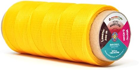 Mandala Crafts 200M 0.45mm Yellow Round Waxed Thread for Leather Sewing