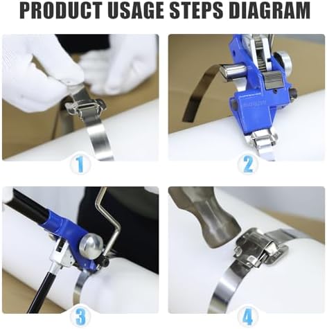 Heavy Duty Banding Strapping kit Contain 3/4"x 100' 304 Stainless Steel Packaging Straps Plastic Case & 100 Metal Buckles Tensioner with Cutter Tool Glove