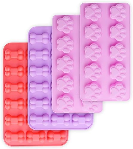homEdge Puppy Dog Paw and Bone Silicone Molds, Set of 4PCS