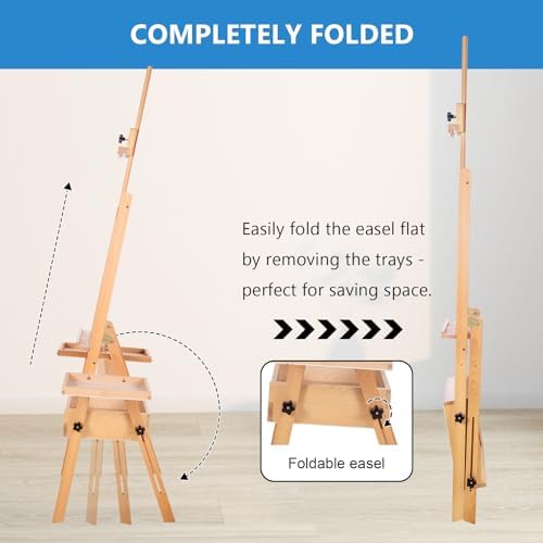 Falling in Art Large Wooden Painting Easel with Storage Drawer and Palettes