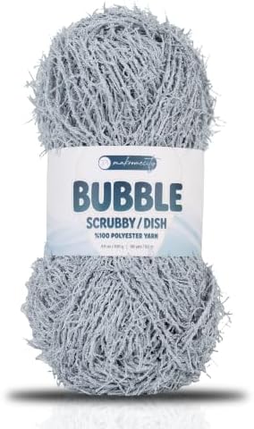 Makromecity Bubble Scrubby Yarn - 100% Premium Polyester Yarn for Crocheting and Knitting - 3.5 Oz (100g), 98 Yds (90m) - Ideal for Dishcloths, Crafting & Bath Washcloths (Light Grey, 1 Skein)