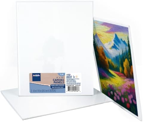 ArtSkills Canvas Boards for Painting, Canvas Painting Supplies for Artists, 8x10 Primed Blank Canvas Panel Pack, 2-Pack