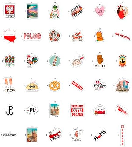 100Pcs Poland Stickers for Luggage, for Water Bottle, Polish Flag Stickers Small- Poland Party Supplies, Polish Gifts - Gift for Women & Men