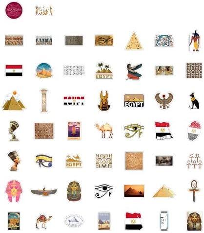 100Pcs Egypt Stickers for Water Bottle and Laptop - Egyptian Party Supplies & Decorations, Waterproof Vinyl Decals, Ancient Egypt History Stickers, Gifts for Women & Men