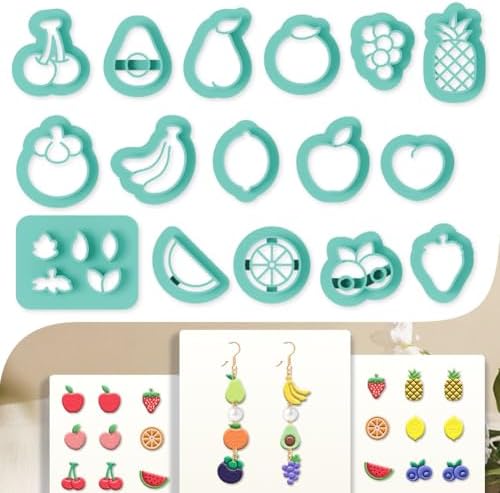 beinkmake 17Pcs Fruit Polymer Clay Cutters Pineapple Clay Earrings Cutters