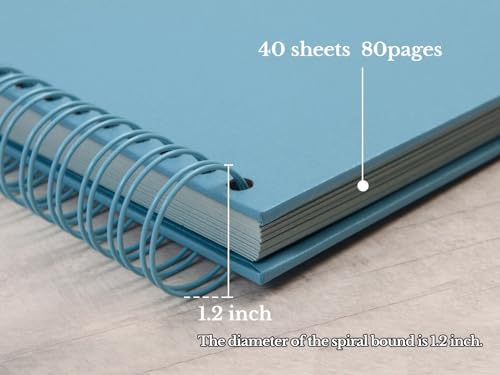 potricher 8 x 8 Inch DIY Scrapbook Album 80 Pages with Kraft Paper, Blue | Thick Kraft Paper Scrap Book Photo Albums, Memory Book for Wedding, Anniversary, Baby, Family, Travel, DIY Projects