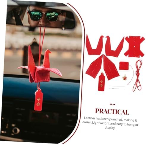 Garneck 1 Set Leather Craft Kit DIY Origami Crane Pendant for Car Home Party Decorations