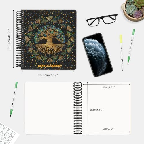 Hardcover Sketchbook,7.2" x 8.3" Spiral Bound Drawing Pad,World Tree
