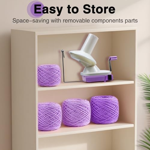 Essovee Yarn Ball Winder, Efficiently Yarn Cake Winder with Lower Noise for Crochet Knitting Combo Easy Installation 3.5 oz Portable Spinner for Crocheting Lavender Purple