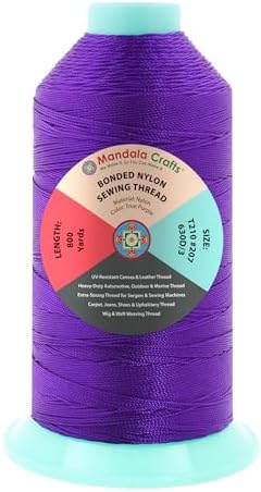 Mandala Crafts Size 207 630D T210 True Purple Bonded Nylon Thread, 800 YDs