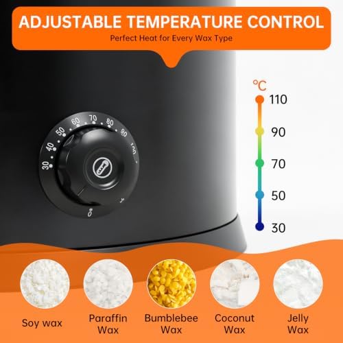 FAST MELT 20L Electric Wax Melter for Candle Making, 1400W Large Wax Melting Pot with Pour Spout, 30–110°C Temp Control, Stainless Steel Wax Heater with Heat Gun, Gloves & Measuring Cup, AC 120V