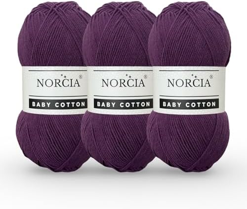 Baby Cotton, 55% Cotton 45% Acrylic Yarn, Fine/Sport (2) for Crochet and Knitting, Soft Amigurumi Yarn, 100 gr (361 yds)