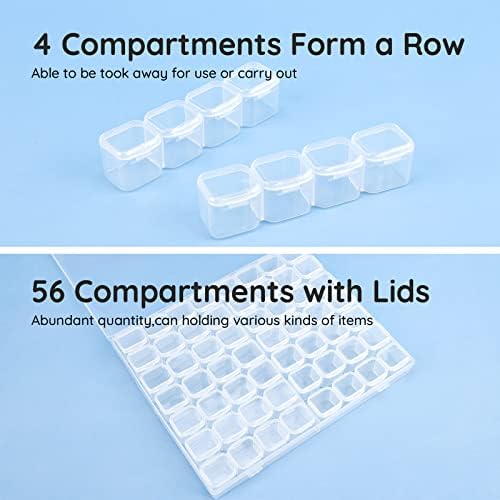 Segbeauty 56 Grids Clear Plastic Organizer Box, Gem Jewelry Storage Container with Dividers, Bead Organizer Earrings Storage Box Seeds Craft Organizers Screw Tool Boxes for Small Parts
