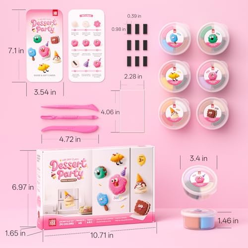 Air Dry Clay Kit for Kids - 6 Boxes Fridge Magnets Craft Set | Modeling Clay with Sculpting Tools Tutorials, Non-Toxic & Safe, DIY Arts and Crafts, Make Your Own Refrigerator Magnet