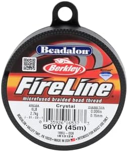 Beadalon FireLine Microfused Braided Beading Cord Thread, Crystal- 6LB/50YD