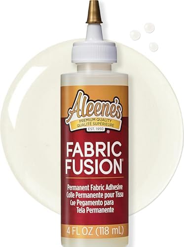 Aleene's Fabric Fusion Glue 4 oz, Permanent and Washable Adhesive, No-Sew Fabric Glue for Clothing, Denim, Polyester, Cotton, Flannel Materials, Dries Flexible