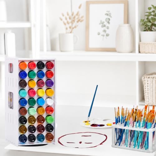ZILAMGOO Rotating 2oz Acrylic Paint Organizer & Brush Holder Set