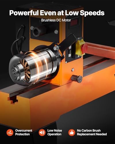 VEVOR 2 HP Wood Lathe, 18 x 40 Inches, 150–3200 RPM Variable Speed, Brushless DC Motor, Cast Iron Body, Tool Rest