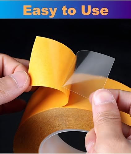 Super Thin Double Sided Adhesive Tape 1Inch x 66Feet Transparent Sticky Tape for Making DIY Crafts, Paste Photo, Scrapbook, Gift Wrap, Rug Fixed, Woodworker, Fashion Clothing, Wall Decor, Cat Training