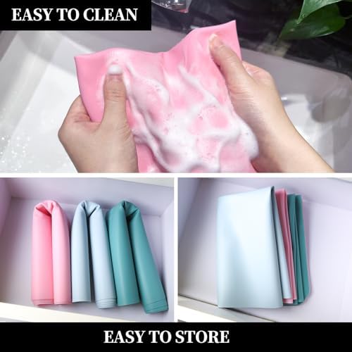 LEOBRO Silicone Mat for Crafts, 3 PCS 23.4” x 15.6” Large Silicone Mats, Craft Mats for Resin Molds, Clay, Dough, Jewelry Making, Sculpture Casting, Pastel Pink & Dark Green & Pastel Blue