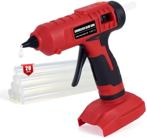 100w Cordless Hot Glue Gun Compatible with Craftsman V20 Batteries, Fast Heat-Up Anti-Drip Full Size Glue Gun Kit with 20Pcs 11×150mm Glue Sticks, Battery Not Included