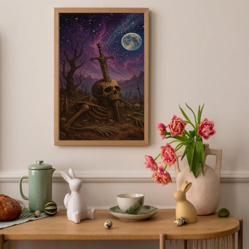 Auremi Skulls Paint by Number Kits with Framed, DIY Halloween Paint by Number Canvas for Adults, Easy Acrylic in Canvas with Brushes for Decor 20x30cm