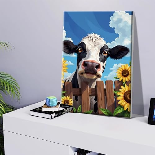 JOOZ 5D Cow Paint by Numbers Kit for Adults with Frame 8x12 Inch