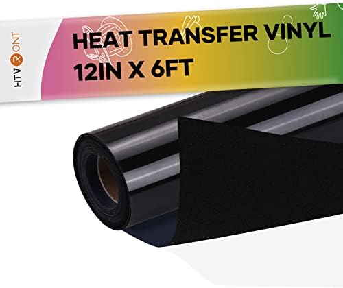HTVRONT Black Flock HTV Vinyl, 12 x 6FT Black Flock Heat Transfer Vinyl