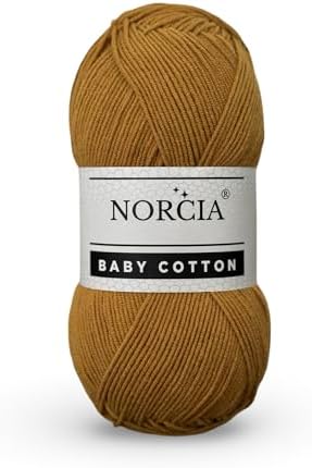 Baby Cotton, 55% Cotton 45% Acrylic Yarn, Fine/Sport (2) for Crochet and Knitting, Soft Amigurumi Yarn, 100 gr (361 yds)