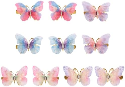 FASHEWELRY 10Pcs 3D Cloth Butterfly Hair Clips, Alligator Hair Clips for Girls Women, Hair Accessories Making, 33x47x13mm