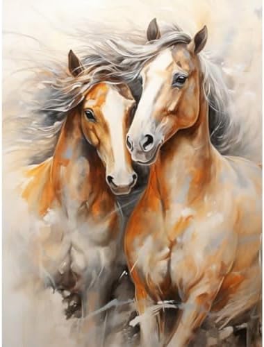 Stalente Diamond Painting Kits for Adults, Horse Round Full Drill Diamond Art Kits, 5D DIY Paint with Diamonds Crafts for Home Wall Decoration Gifts 12×16Inch
