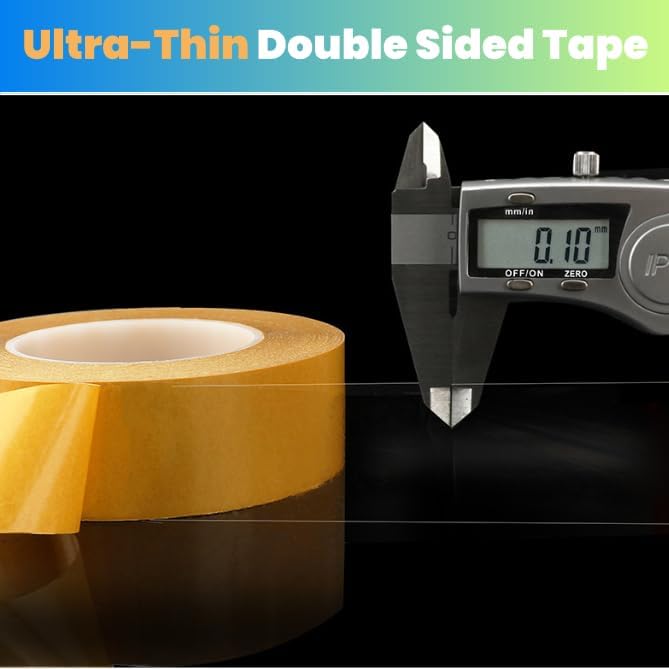 Ultra Thin Clear PET Double Sided Tape 1” x 82 Ft Strong Adhesive Removable No Residue Double Sided Transparent Mounting Tape for DIY Crafts Office Home Decoration Industrial Fixing