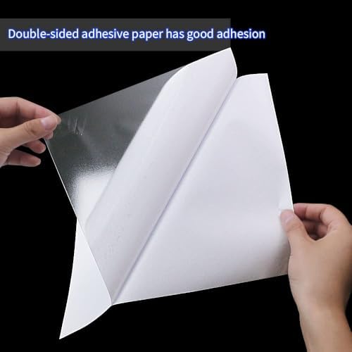 20 Sheets A4 Size 8.3x11.5 Inch Clear Double Sided Adhesive Tape Sheets, Super Strong Sticky Tape, DIY Art, Craft, Home Decorative Tape with White Liner