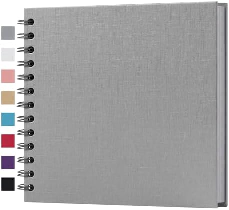 potricher 7 x 7 Inch Small DIY Scrapbook Photo Album 40 Pages, Gray | Thick Kraft Paper Scrap Book Photo Albums, Memory Book for Wedding, Anniversary, Baby, Family, Travel, DIY Projects