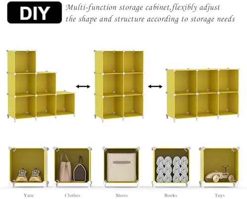 AWTATOS Cube Storage Organizer, 6 Cube Closet Storage Shelves, Yellow