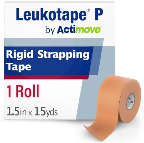 Leukotape P Adhesive Strapping Tape – for Sports Injuries, Strains and Sprains - 1.5 in x 15 yds, Tan, (1 Roll)