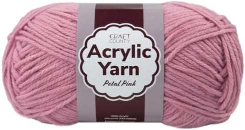 Craft County Medium 4 Acrylic Yarn – 200 Yards of Super Vibrant Yarn for Blankets, Scarves, Hats, & More!