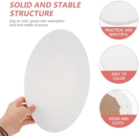 Oval Paint Canvases Panel: 7.9x11.8 Inch Wood Art Board with Stretched Blank Canvas for Acrylic, Oil, Tempera Painting, White
