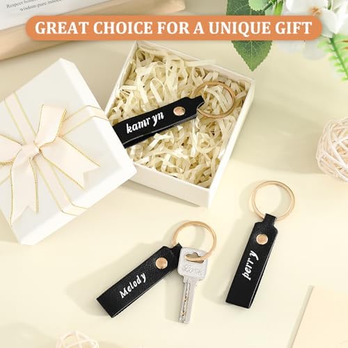 Wavyknot 50 Pcs Leather Keychain Blanks, 3.7 x 0.7 Inches, Black