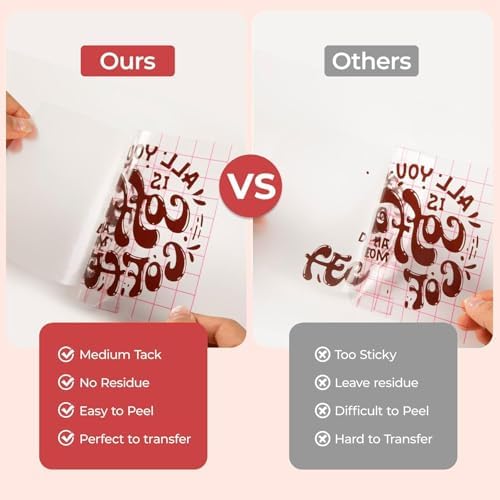 YRYM HT Transfer Tape for Vinyl, 12" x 12 FT w/Red Alignment Grid